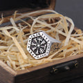 Vegvisir Compass Ring – Viking with Hexagon Norse Rune Geometric Gothic Band variant image