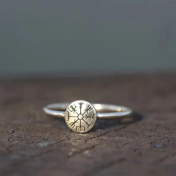 Vegvisir Compass Ring – Viking with Norse Rune Gothic Punk Statement detail image - detail view 5