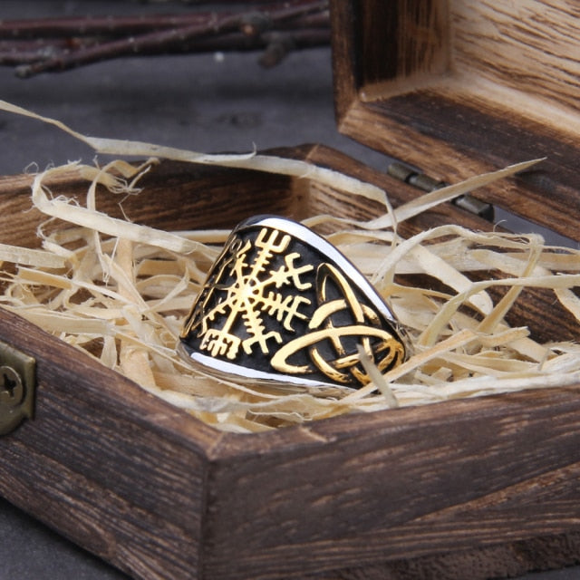 Vegvisir Compass Ring – Viking with Norse Rune Gothic Symbol Band variant image - product view 6