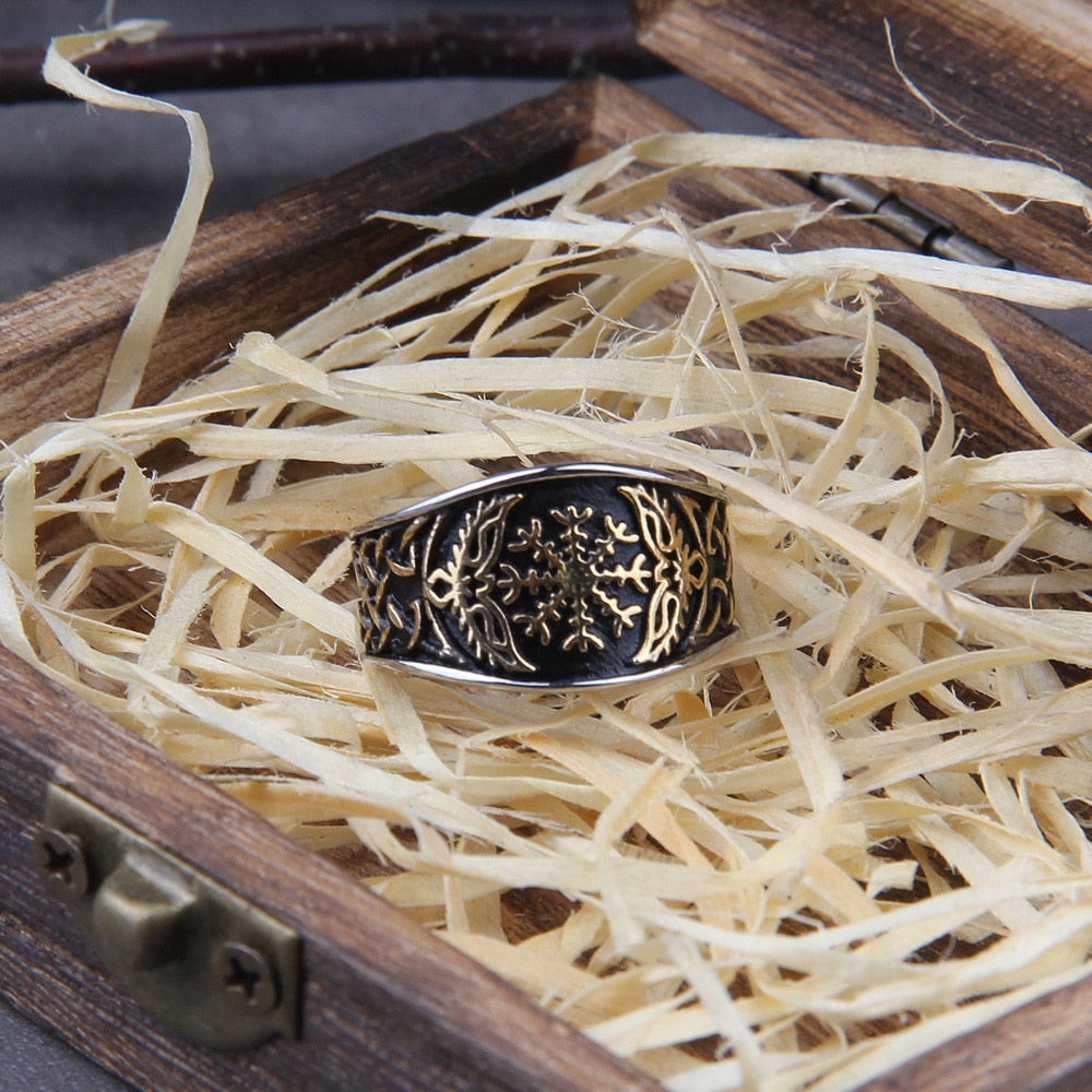 Vegvisir Compass Ring – Viking with Norse Rune Gothic Symbol Band detail image
