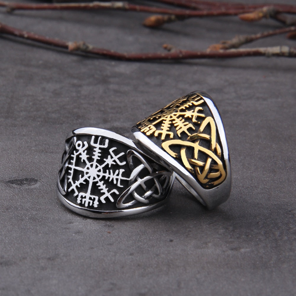 Vegvisir Compass Ring – Viking with Norse Rune Gothic Symbol Band detail image - detail view 3