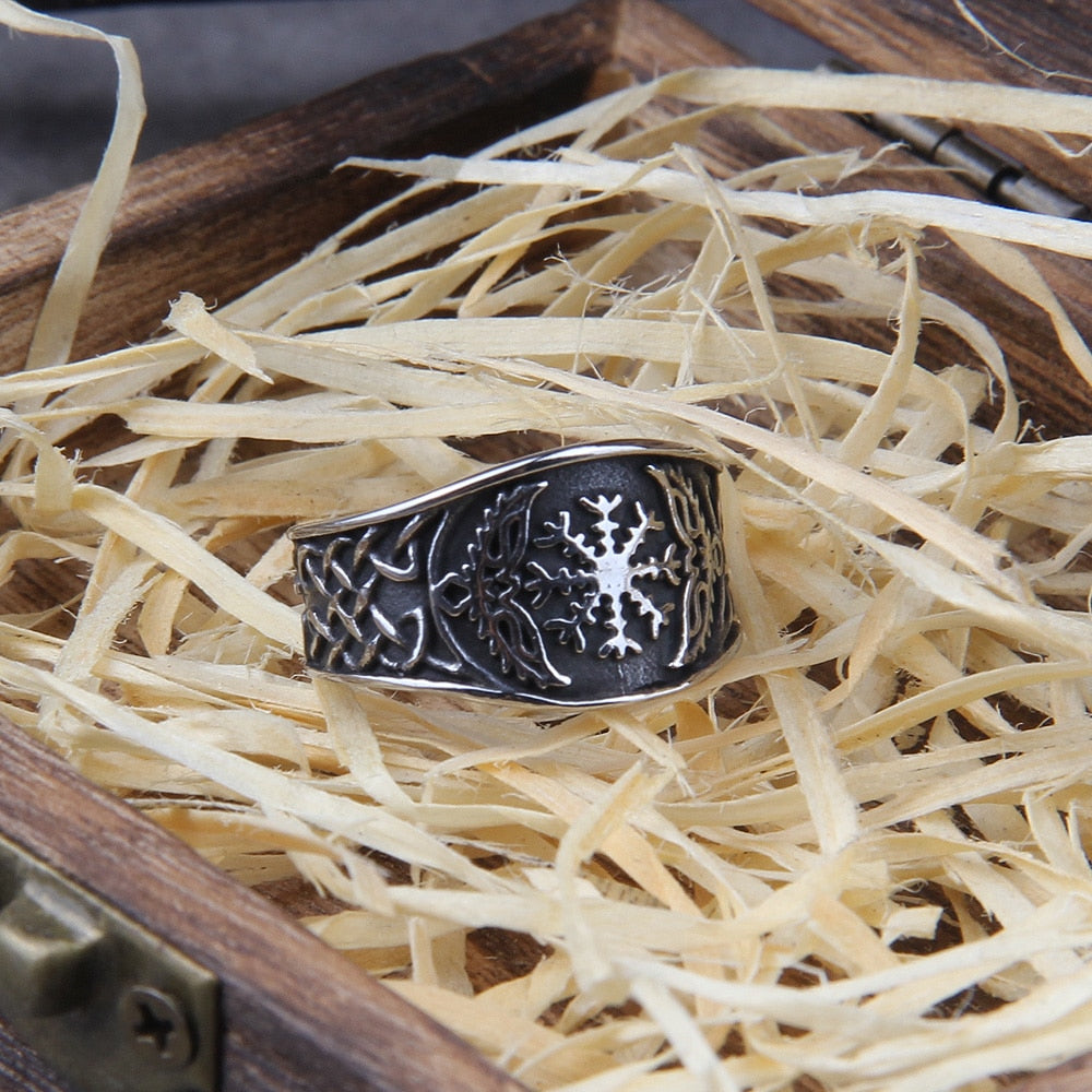 Vegvisir Compass Ring – Viking with Norse Rune Gothic Symbol Band product image