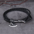 Viking Axe Bracelet – Leather with Combat Valknut Nordic Amulet Multilayer Bangle variant image