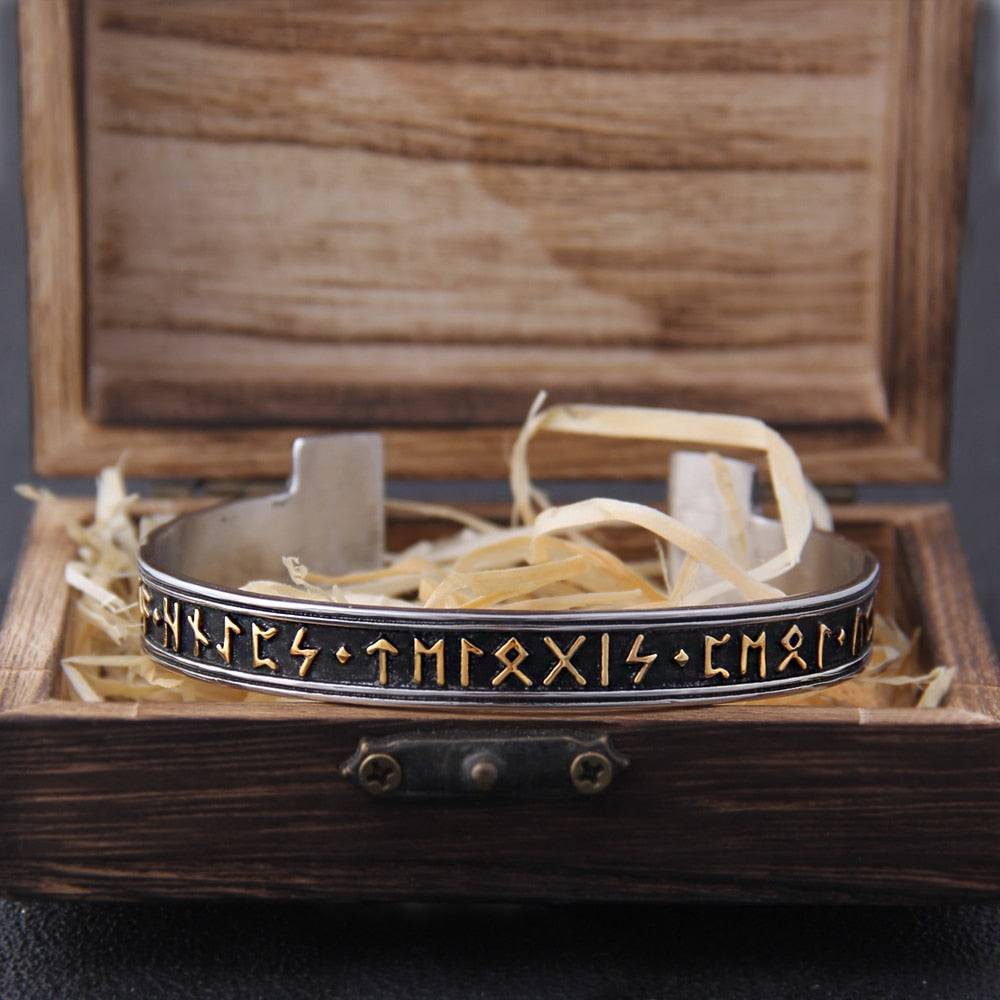 Viking Rune Bracelet – Ancient Cuff Norse Gothic Biker Statement Bangle detail image - detail view 4