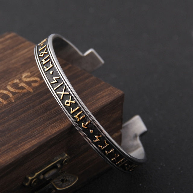 Viking Rune Bracelet – Ancient Cuff Norse Gothic Biker Statement Bangle variant image