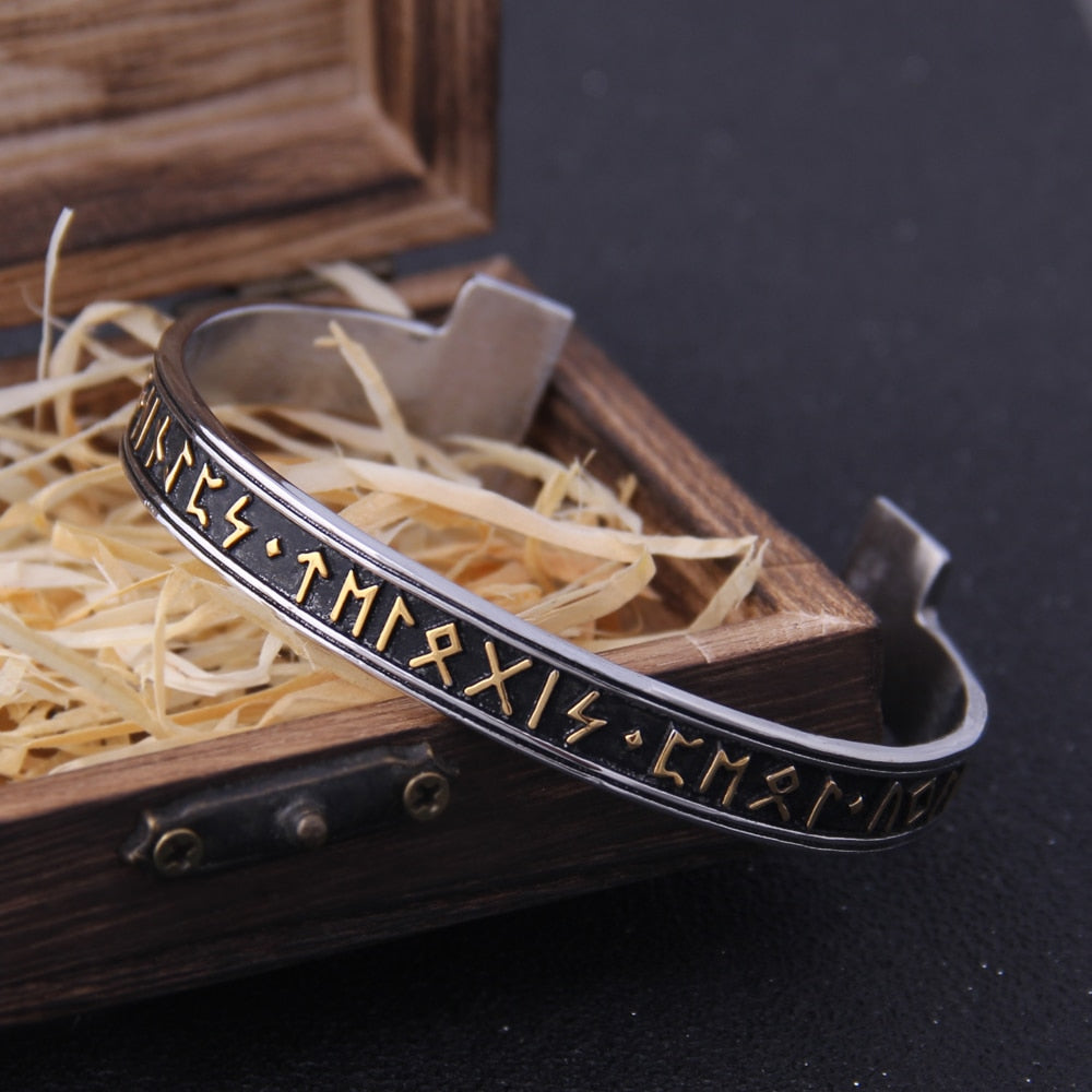 Viking Rune Bracelet – Ancient Cuff Norse Gothic Biker Statement Bangle product image
