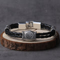 Viking Rune Bracelet – Leather with Helm of Awe Norse Gothic Punk Statement product image