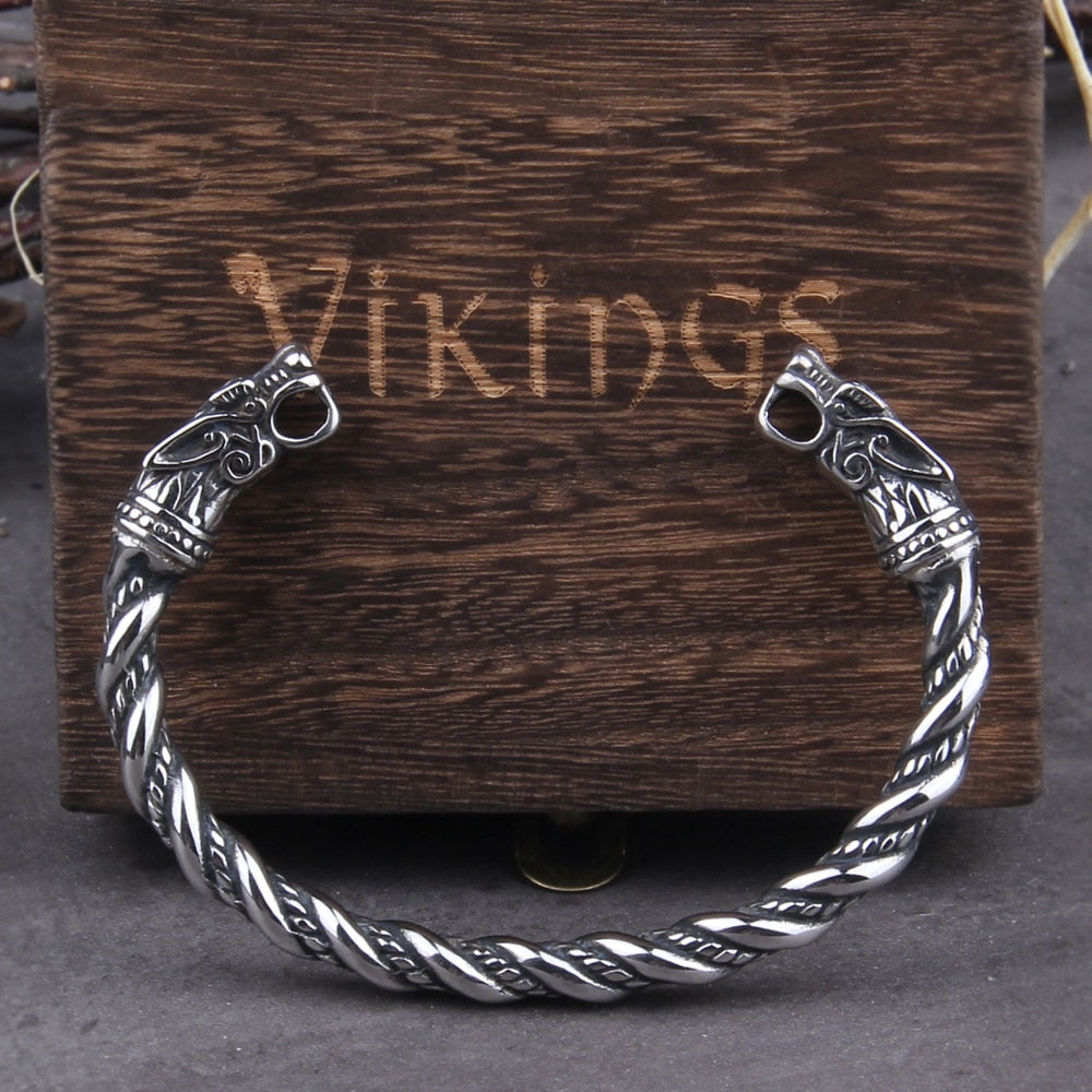 Viking Rune Bracelet – Wolf with Nordic Cuff Norse Gothic Punk Statement detail image