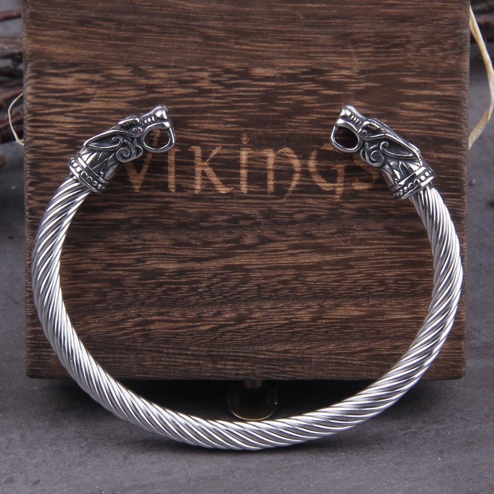 Viking Rune Bracelet – Wolf with Nordic Cuff Norse Gothic Punk Statement detail image - detail view 4