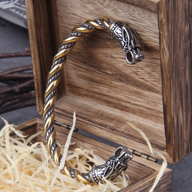 Viking Rune Bracelet – Wolf with Nordic Cuff Norse Gothic Punk Statement variant image