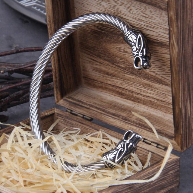 Viking Rune Bracelet – Wolf with Nordic Cuff Norse Gothic Punk Statement variant image - product view 7