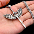 Viking Rune Necklace – Punk with Angelic Sword Angel Wings Gothic Biker Pendant product image