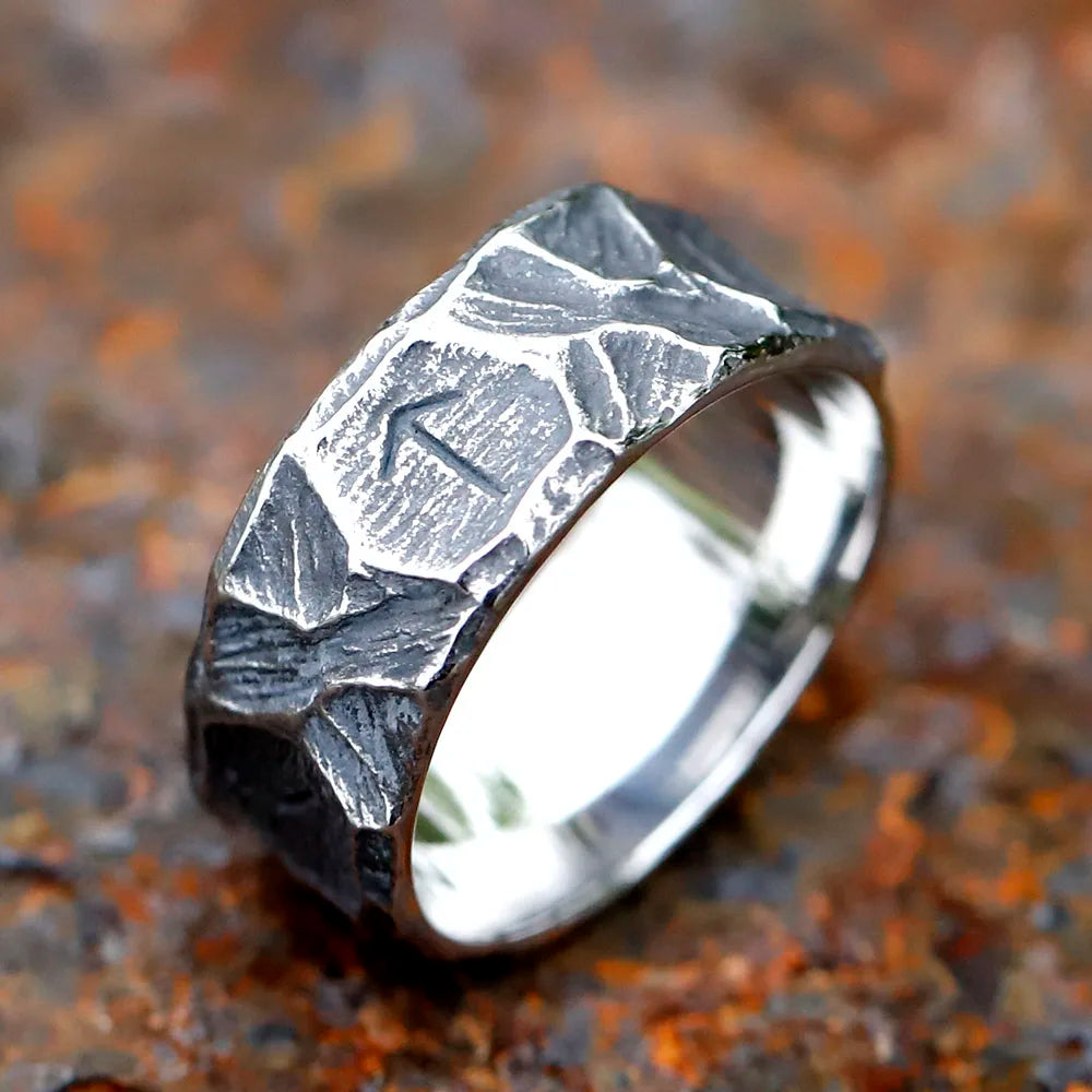 Viking Rune Ring – Biker with Gothic Textured 316L Stainless Steel Statement product image