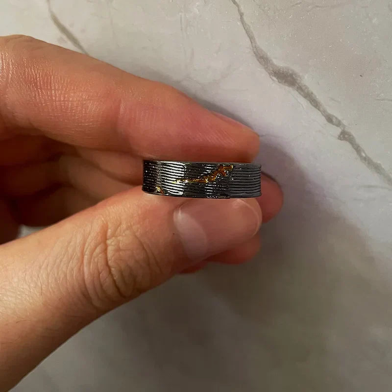 Viking Rune Ring – Dark Storm Lightning Gothic Punk Adjustable Statement detail image - detail view 5