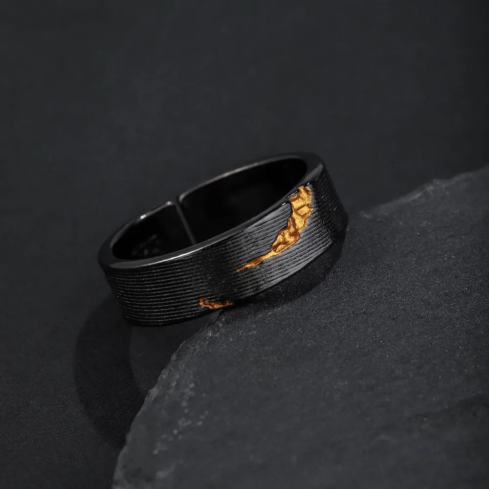 Viking Rune Ring – Dark Storm Lightning Gothic Punk Adjustable Statement variant image