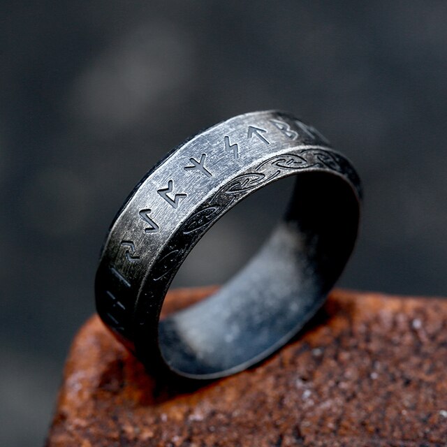 Viking Rune Ring – Futhark Norse Odin Gothic Punk Statement for Alternative Styling variant image - product view 4