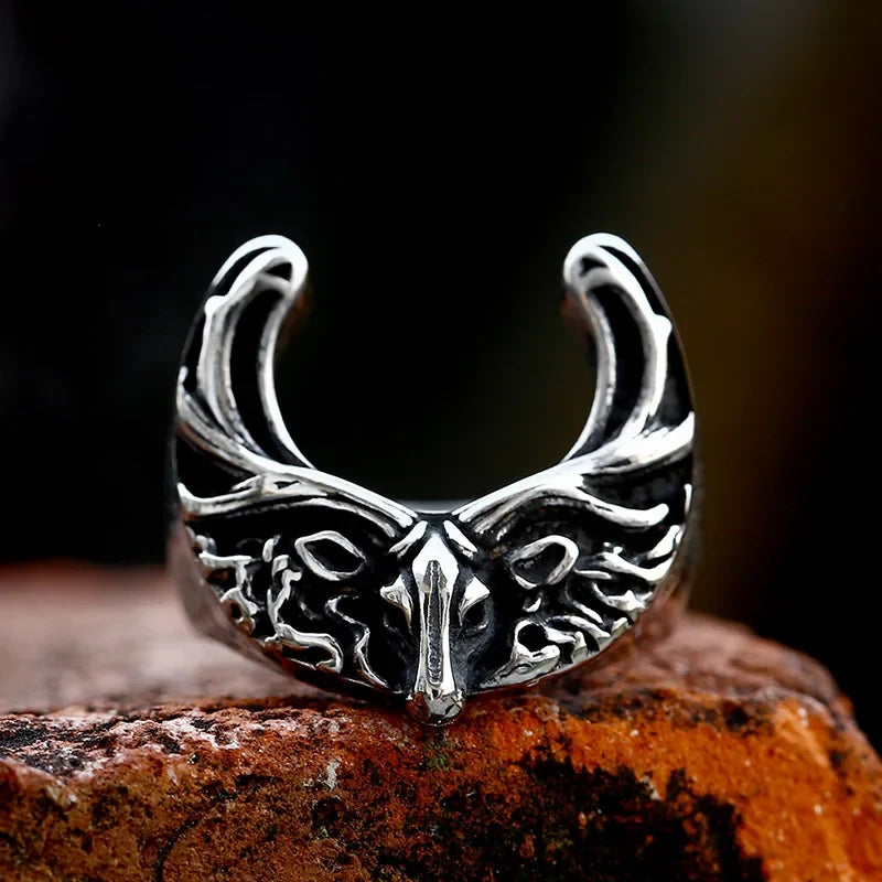 Viking Rune Ring – Nordic Moose Totem Gothic Punk Statement Rose Gold detail image