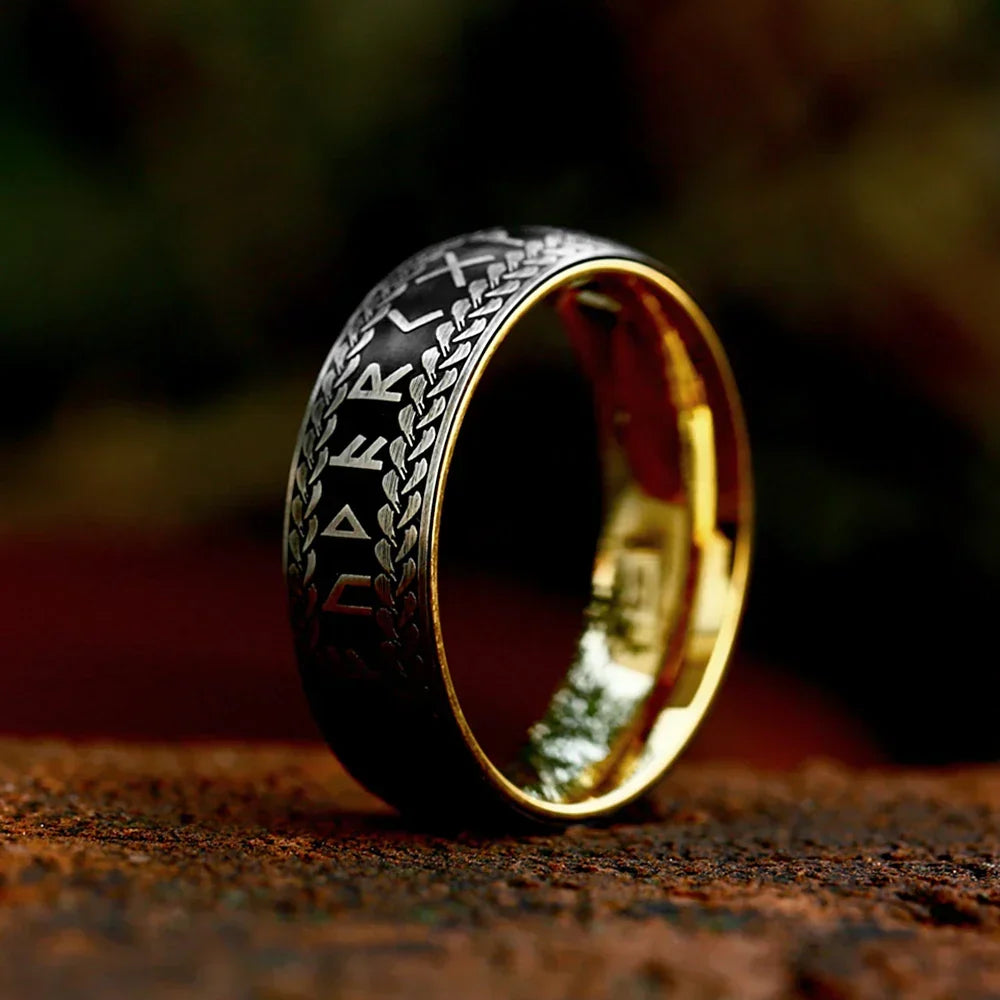 Viking Rune Ring – Norse with Amulet Gothic Punk Statement Silver Gold variant image