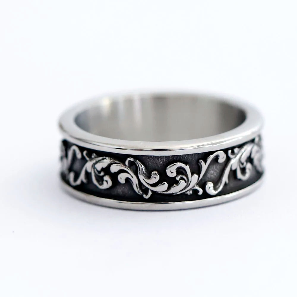 Viking Rune Ring – Punk with Gothic Spindrift Wave Biker Statement detail image - detail view 5