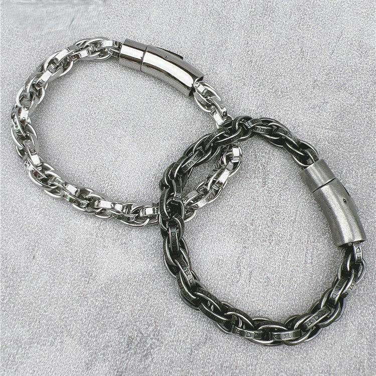 Vintage Dragon Bracelet – Six-Character Mantra with Twisted Bone Titanium Steel detail image