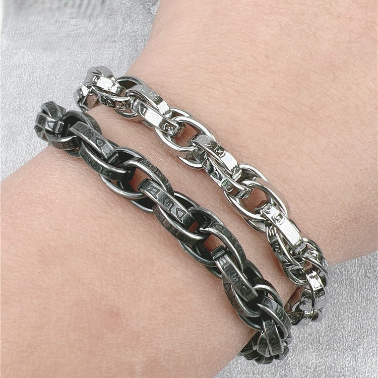 Vintage Dragon Bracelet – Six-Character Mantra with Twisted Bone Titanium Steel detail image - detail view 4
