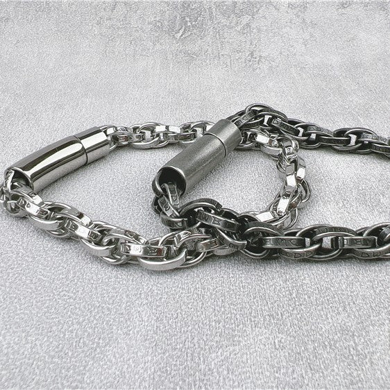 Vintage Dragon Bracelet – Six-Character Mantra with Twisted Bone Titanium Steel detail image - detail view 5