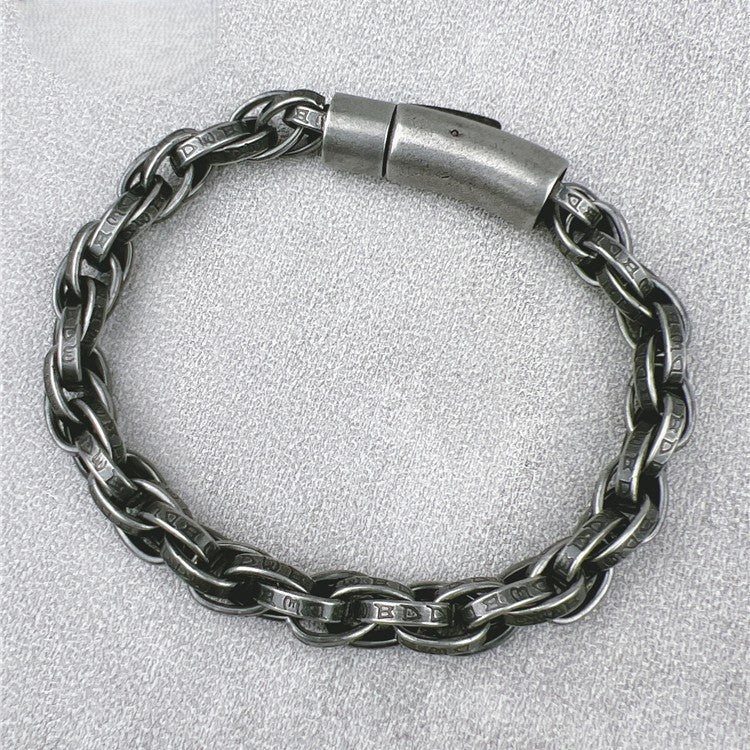 Vintage Dragon Bracelet – Six-Character Mantra with Twisted Bone Titanium Steel variant image - product view 7