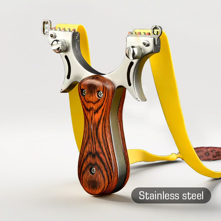 Wrist Brace Slingshot – Rocket with Wooden Handle Steel Fork with Fiber Optic Sight product image